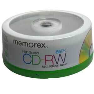 SEALED Memorex 25PK Spindle High-Speed CD-RW Rewritable 12X700MB 80min BLANK CD